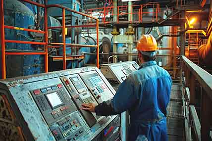 Waste Facility Worker Operating Control Board for Product Destruction Waste facility worker operating control board in energy from waste facility